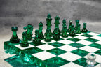Handmade Dark Green Resin - Personalized Chess Set: Luxury Board Game, Gift for All