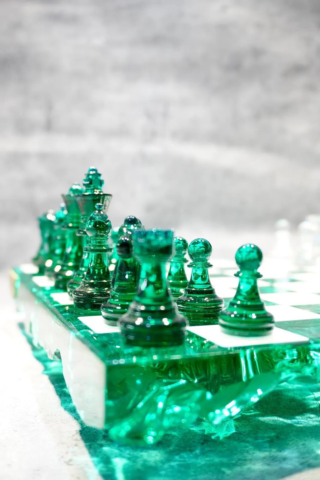 Handmade Dark Green Resin - Personalized Chess Set: Luxury Board Game, Gift for All