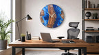 Deep Blue River Epoxy Wood Wall Clock – Handmade Resin Decor