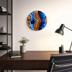 Deep Blue River Epoxy Wood Wall Clock – Handmade Resin Decor