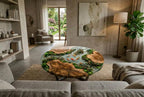 Koi Garden Epoxy Coffee Table – Round Wood Pond Landscape Table