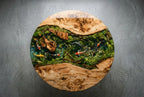 Koi Garden Epoxy Coffee Table – Round Wood Pond Landscape Table