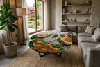 Koi Garden Epoxy Coffee Table – Round Wood Pond Landscape Table