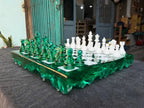 Handmade Dark Green Resin - Personalized Chess Set: Luxury Board Game, Gift for All