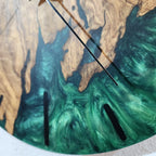 Emerald River Epoxy Wood Wall Clock – Handmade Resin Home Decor