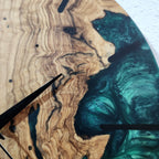 Emerald River Epoxy Wood Wall Clock – Handmade Resin Home Decor