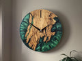 Emerald River Epoxy Wood Wall Clock – Handmade Resin Home Decor