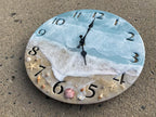 Seaside Shell Epoxy Resin Wall Clock – Ocean Wave Coastal Décor