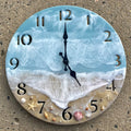 Seaside Shell Epoxy Resin Wall Clock – Ocean Wave Coastal Décor
