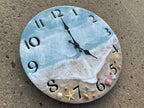 Seaside Shell Epoxy Resin Wall Clock – Ocean Wave Coastal Décor