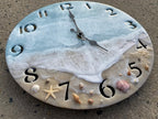 Seaside Shell Epoxy Resin Wall Clock – Ocean Wave Coastal Décor