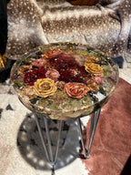 Preserved Flower Epoxy Resin Table – Round & Square Botanical Accent Table