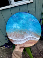 Round Ocean Wave Epoxy Resin Wall Art – Coastal Beach Décor