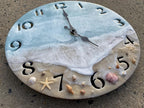 Seaside Shell Epoxy Resin Wall Clock – Ocean Wave Coastal Décor