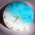 Ocean Wave Epoxy Resin Wall Clock – Turquoise Beach Coastal Décor