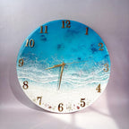 Ocean Wave Epoxy Resin Wall Clock – Turquoise Beach Coastal Décor