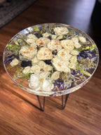 Preserved Flower Epoxy Resin Table – Round & Square Botanical Accent Table