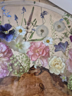 Pressed Flower Epoxy Resin Table – Round Live-Edge Wood Botanical Tabletop