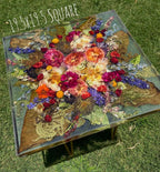 Preserved Flower Epoxy Resin Table – Round & Square Botanical Accent Table