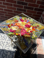 Preserved Flower Epoxy Resin Table – Round & Square Botanical Accent Table