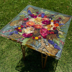 Preserved Flower Epoxy Resin Table – Round & Square Botanical Accent Table
