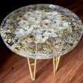 Preserved Flower Epoxy Resin Table – Round & Square Botanical Accent Table