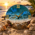 Ocean Wave Epoxy Resin Wall Clock – Handmade Coastal Decor