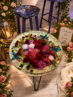 Enchanted Garden Epoxy Resin Coffee Table – Preserved Flower and Butterfly Design