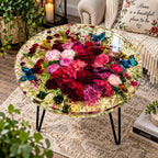 Enchanted Garden Epoxy Resin Coffee Table – Preserved Flower and Butterfly Design
