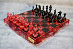 Handmade Redstone Crystal - Resin Chess Set: Elegant Home Decor, Unique Personalized Chess Board