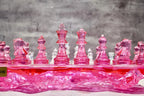 Rose Crystal Resin Chess Set: Handmade Luxury Home Decor , Unique Romantic Gift For Friends