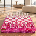 Rose Crystal Resin Chess Set: Handmade Luxury Home Decor , Unique Romantic Gift For Friends