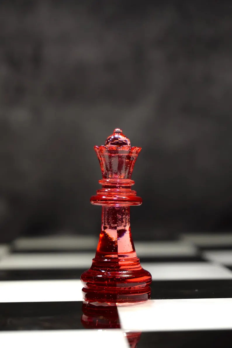 Handmade Redstone Crystal - Resin Chess Set: Elegant Home Decor, Unique Personalized Chess Board