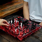 Handmade Redstone Crystal - Resin Chess Set: Elegant Home Decor, Unique Personalized Chess Board
