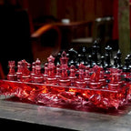 Handmade Redstone Crystal - Resin Chess Set: Elegant Home Decor, Unique Personalized Chess Board