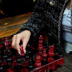 Handmade Redstone Crystal - Resin Chess Set: Elegant Home Decor, Unique Personalized Chess Board