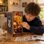 DIY Magic Academy Book Nook Kit, Light Up Wizard Library Diorama, Miniature Bookshelf Insert, Fantasy Decor Gift