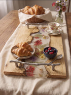 Pressed Flower Epoxy Wood Serving Tray – Botanical Resin Decorative Tray