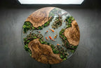 Koi Garden Epoxy Coffee Table – Round Wood Pond Landscape Table