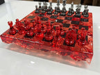 Handmade Redstone Crystal - Resin Chess Set: Elegant Home Decor, Unique Personalized Chess Board