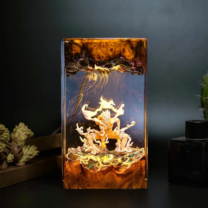 Anime Pirate Warrior Epoxy Resin Lamp – LED Character Diorama Night Light