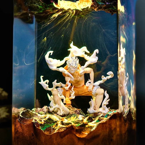 Anime Pirate Warrior Epoxy Resin Lamp – LED Character Diorama Night Light