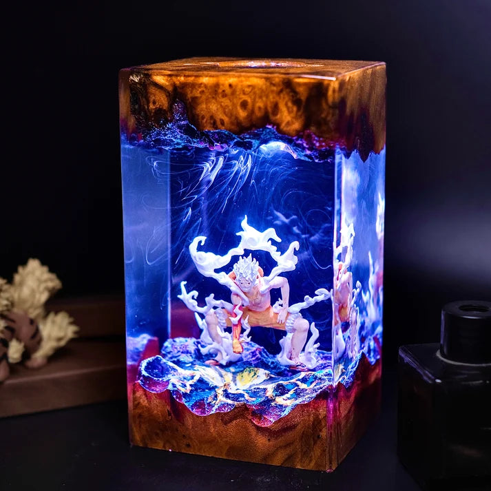 Anime Pirate Warrior Epoxy Resin Lamp – LED Character Diorama Night Light
