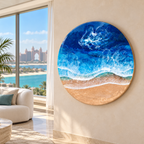 Round Ocean Wave Epoxy Resin Wall Art – Coastal Beach Décor