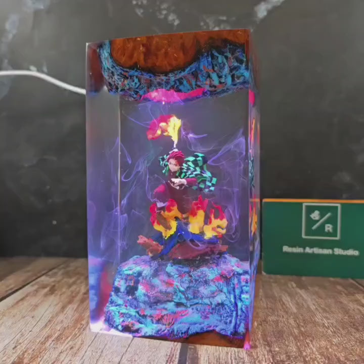 Tanjiro Fire Resin Lamp – Anime LED Display