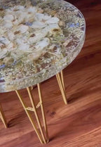 Preserved Flower Epoxy Resin Table – Round & Square Botanical Accent Table