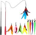 Interactive Cat Wand Toy Set – Retractable Teaser with Feather Refills for Indoor Cats