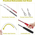 Interactive Cat Wand Toy Set – Retractable Teaser with Feather Refills for Indoor Cats