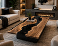 Obsidian River Epoxy Coffee Table – Live Edge Wood Statement Table