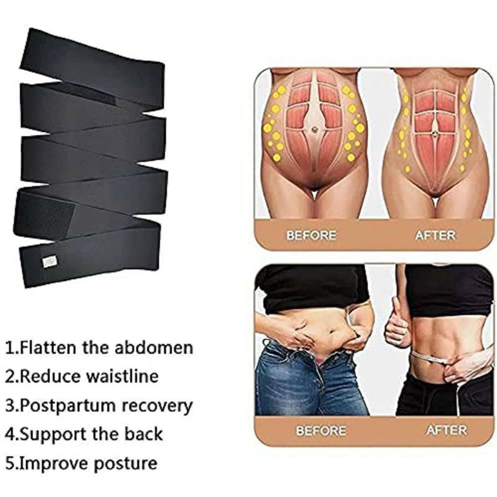 Lumbar Waist Support Sauna Belt – Snatch Me Up Waist Trimmer Body Shaper Wrap